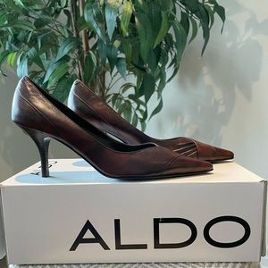ALDO Brown Leather Heels. Size 7. Euro 37. Never Worn.
